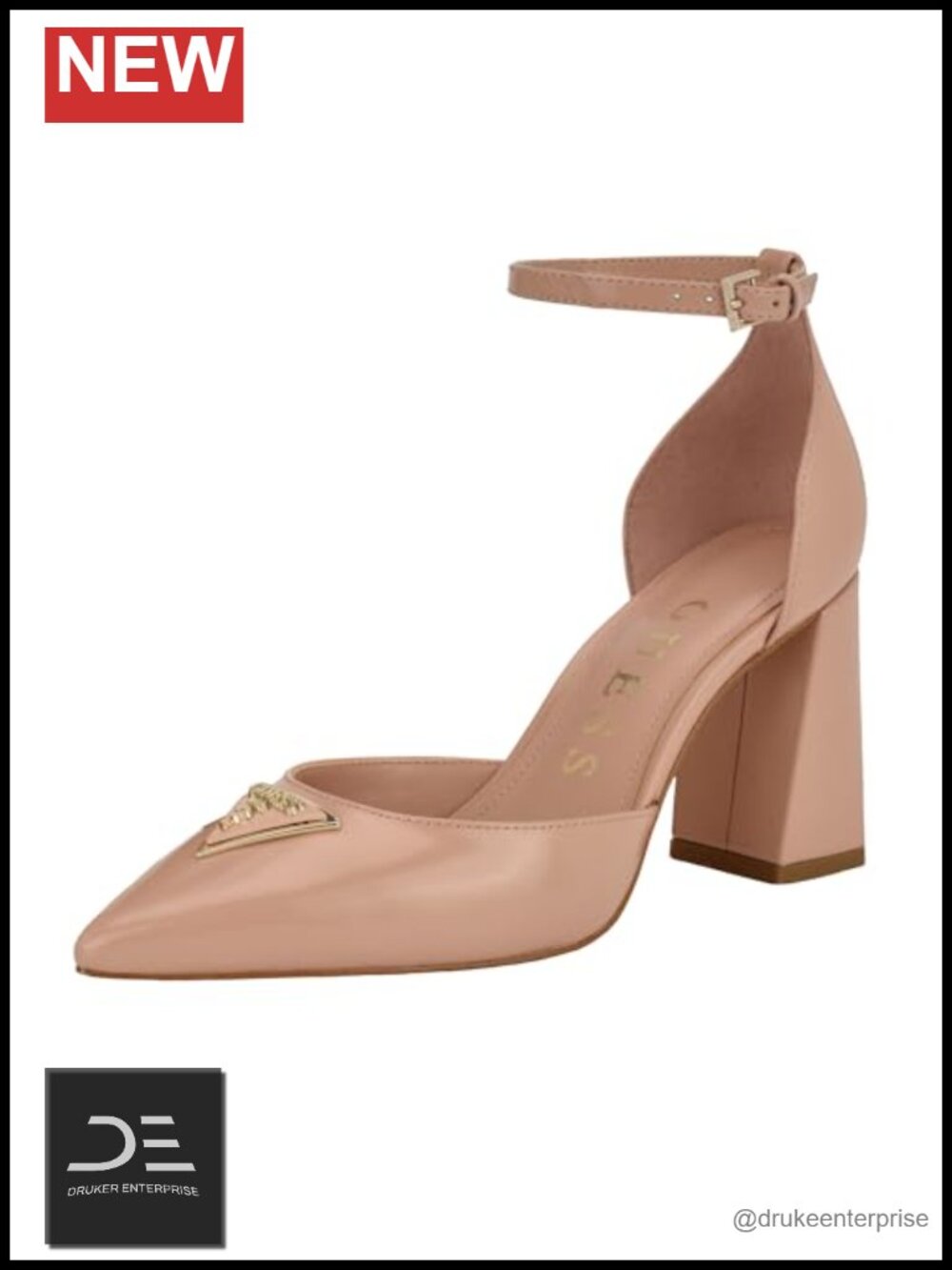 Guess Barsyn Heeled Sandals Block Heel Pointy Toe Buckle PU Women's Shoes
